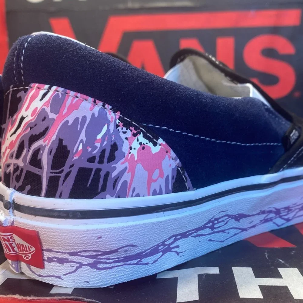 Vans Classic Slip On Zap Dress Blues Black Sz US 9 Men VN000XG88NK Glow In Dark